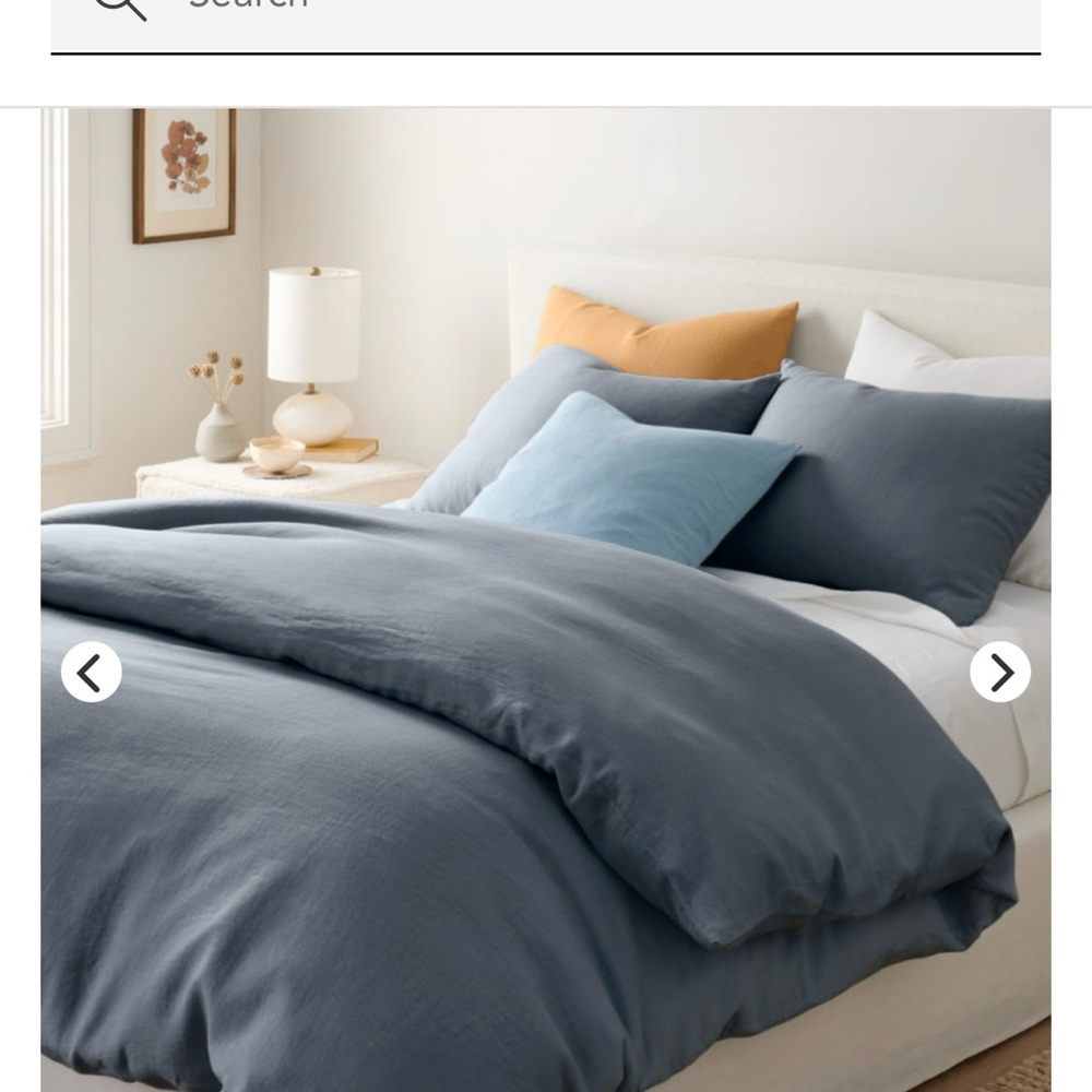 Garnet Hill Solid Relaxed-Linen Duvet Cover - QUEEN + two standard pillow cases